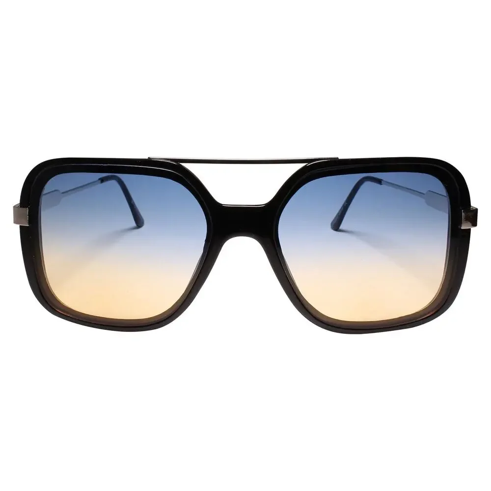 Oversized Stylish Square Black and Silver Sunglasses